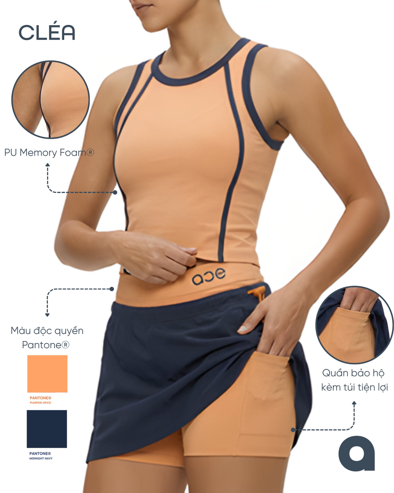Cléa Tank Top - PUMPKIN+NAVY
