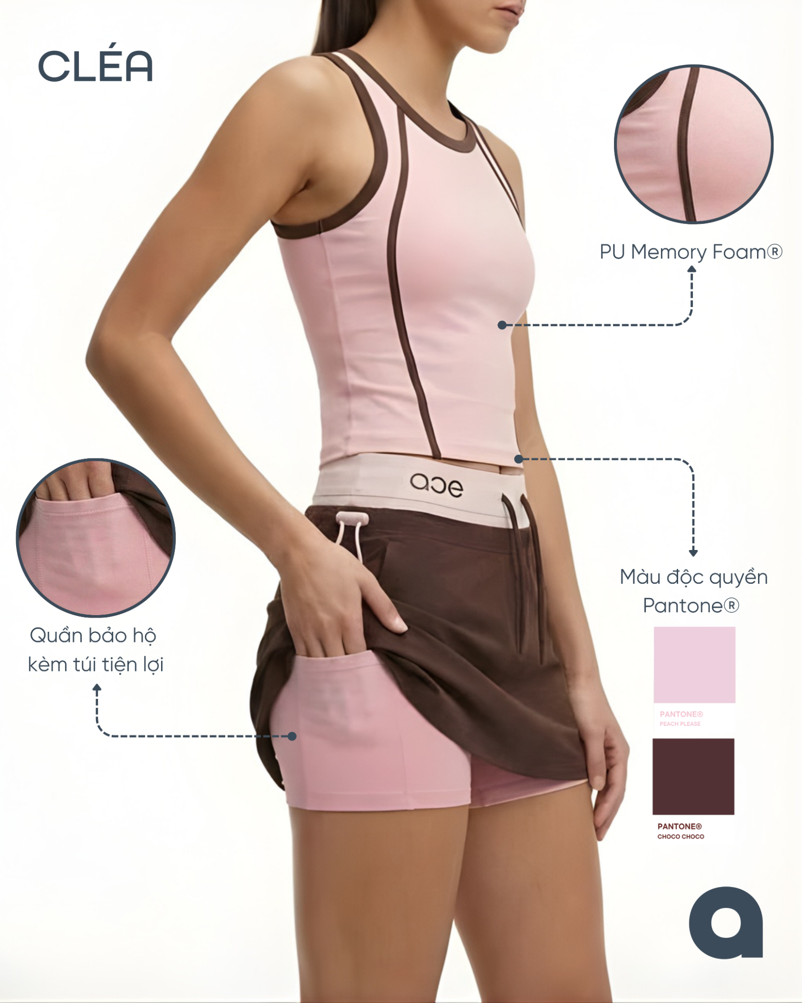 Cléa Skort - PINK+ BROWN